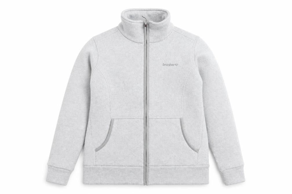 Brasher Women's Grey Mid-Length Fleece Jacket Size 12