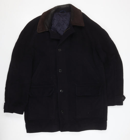 Fraser Menswear Blue Wool Cashmere Coat, Men's L