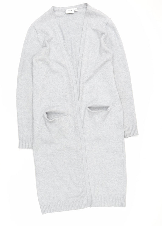 Vila Women's Grey Cardigan - Size 12, V-Neck Knit