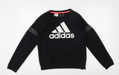 Additional front view of Adidas boys’ black logo pullover top 11-12y casual