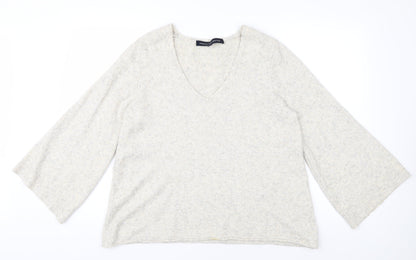 Additional front view of French Connection Women's Ivory V-Neck Pullover XS