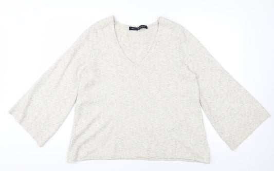French Connection Women's Ivory V-Neck Pullover XS
