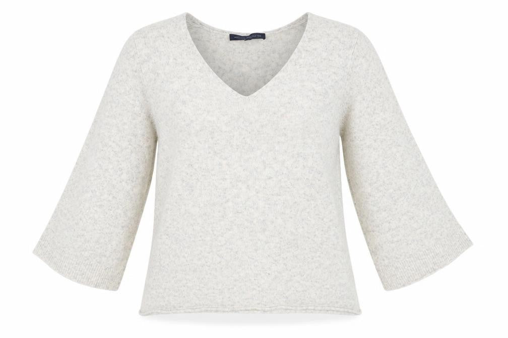 French Connection Women's Ivory V-Neck Pullover XS