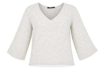 Front view of French Connection Women's Ivory V-Neck Pullover XS