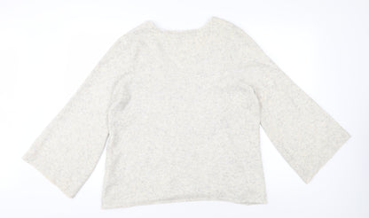 Back view of French Connection Women's Ivory V-Neck Pullover XS