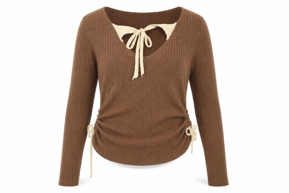 Cider Women's Brown V-Neck Pullover Jumper M