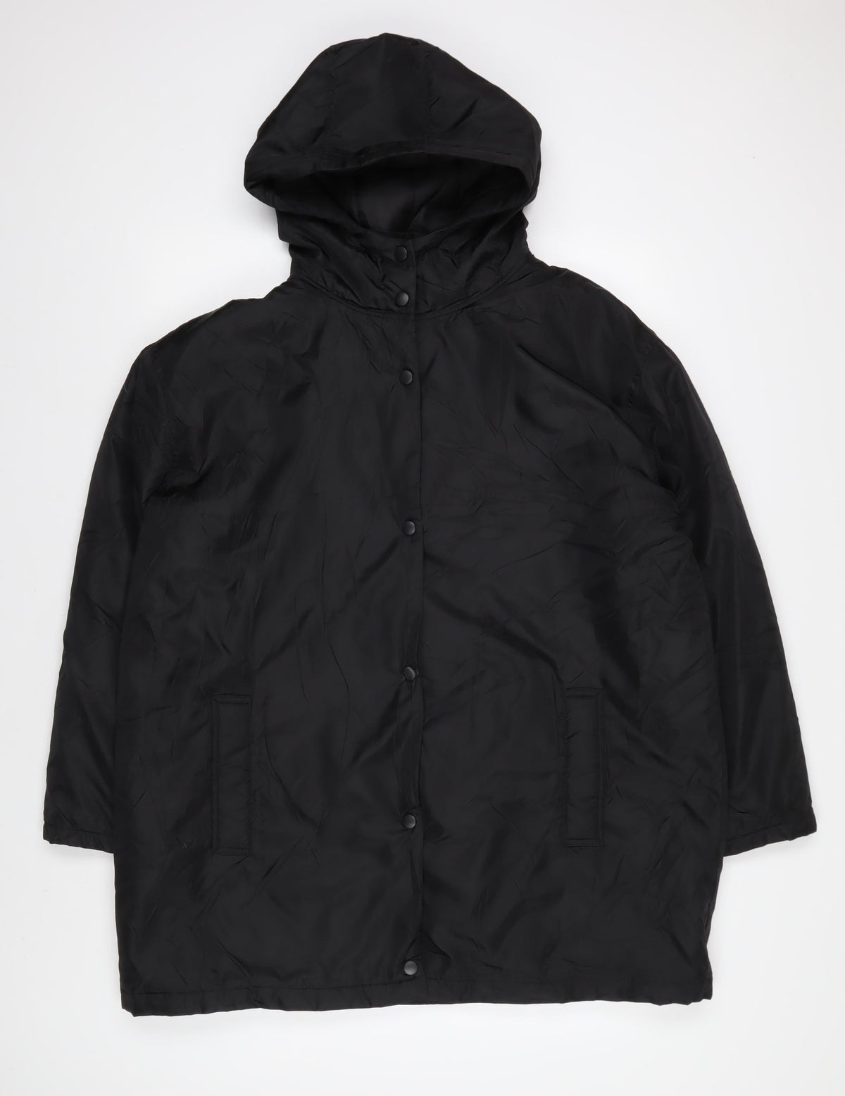 Additional front view of ASOS Women's Black Hooded Parka Jacket, size 8
