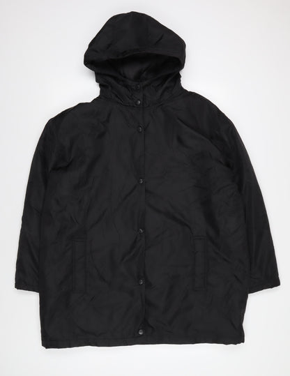 Additional front view of ASOS Women's Black Hooded Parka Jacket, size 8