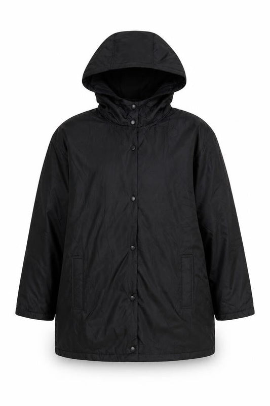 Front view of ASOS Women's Black Hooded Parka Jacket, size 8