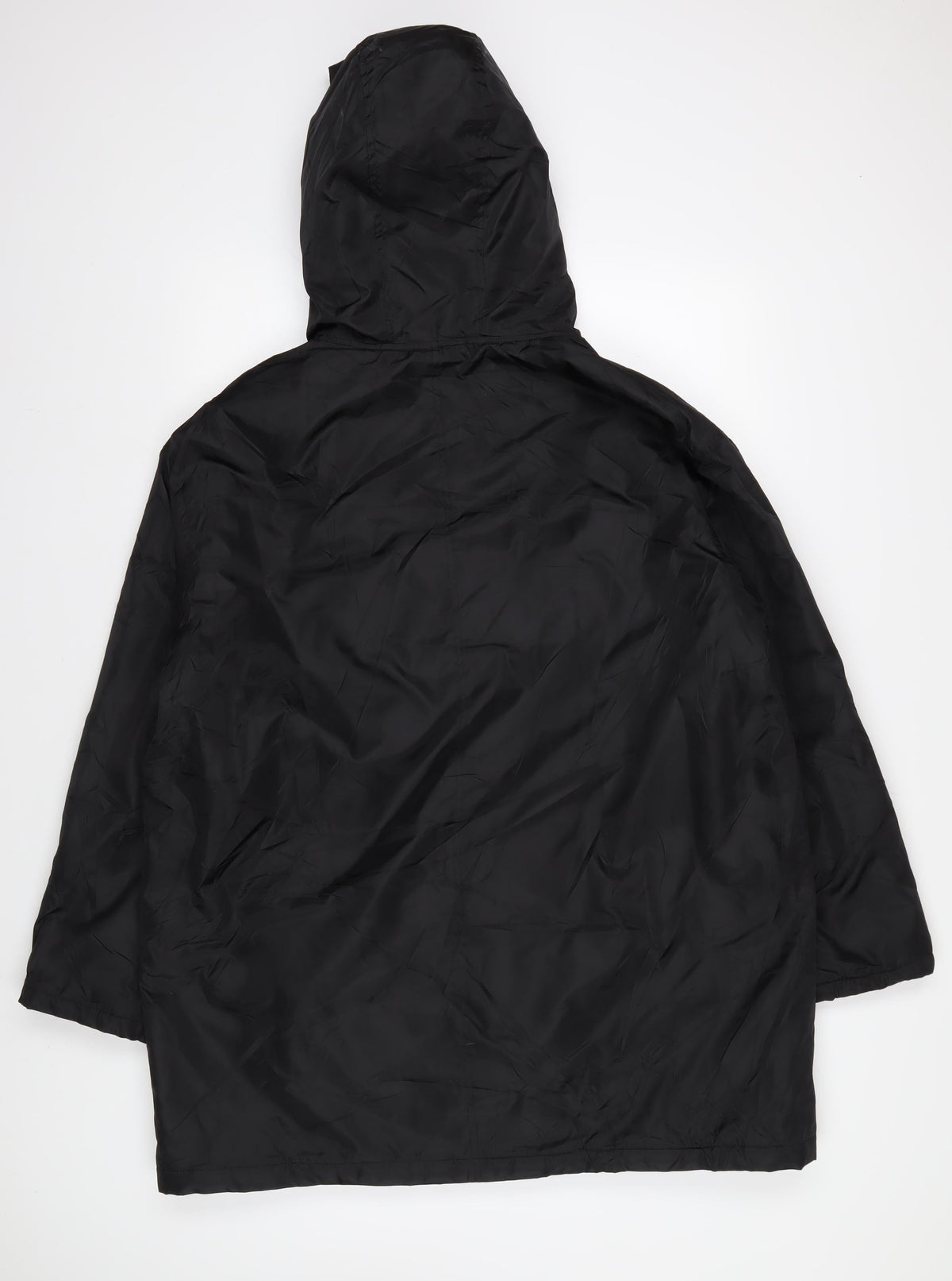 Back view of ASOS Women's Black Hooded Parka Jacket, size 8