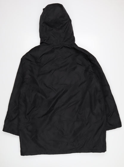 Back view of ASOS Women's Black Hooded Parka Jacket, size 8