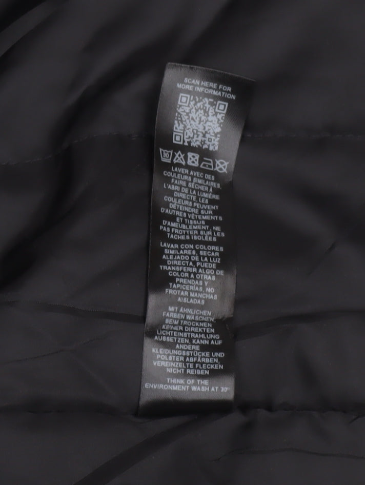 Close-up detail of ASOS Women's Black Hooded Parka Jacket, size 8
