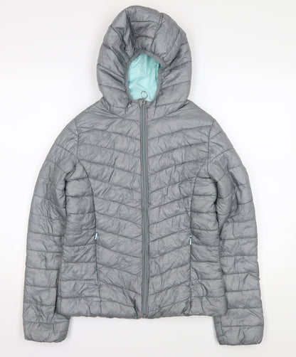 Additional front view of C&A girls’ grey hooded puffer jacket 14 years