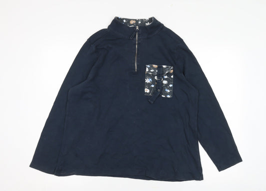 Tu Women's Blue 1/4 Zip Cotton Jacket Size 14