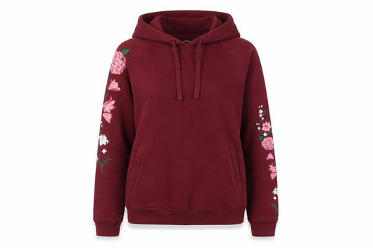 Jack Wills Women's Red Floral Embroidered Hoodie Size 8
