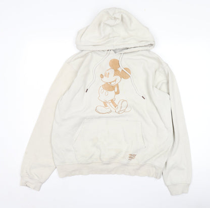 Preloved H&M Ivory Mickey Mouse Pullover Hoodie Medium - Front