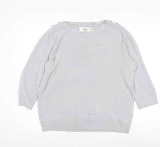 Maine New England Women's Grey 3/4 Sleeve Pullover Jumper
