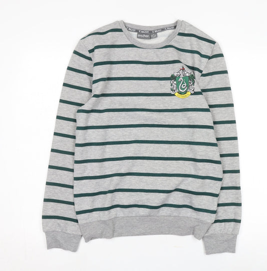 Harry Potter Unisex Grey Striped Pullover Sweatshirt XS