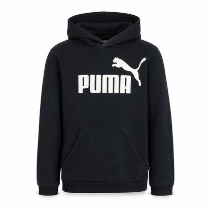 Front view of Puma boys’ black hoodie pullover 16 years - logo, hooded