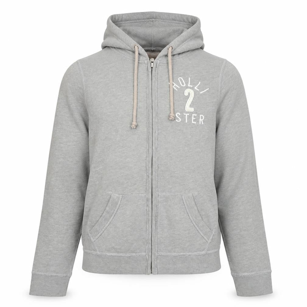 Hollister Men's Grey Hooded Jacket M Casual