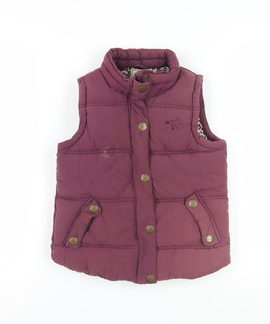 Next Girls Purple Puffer Jacket 9-10 Years Button Up