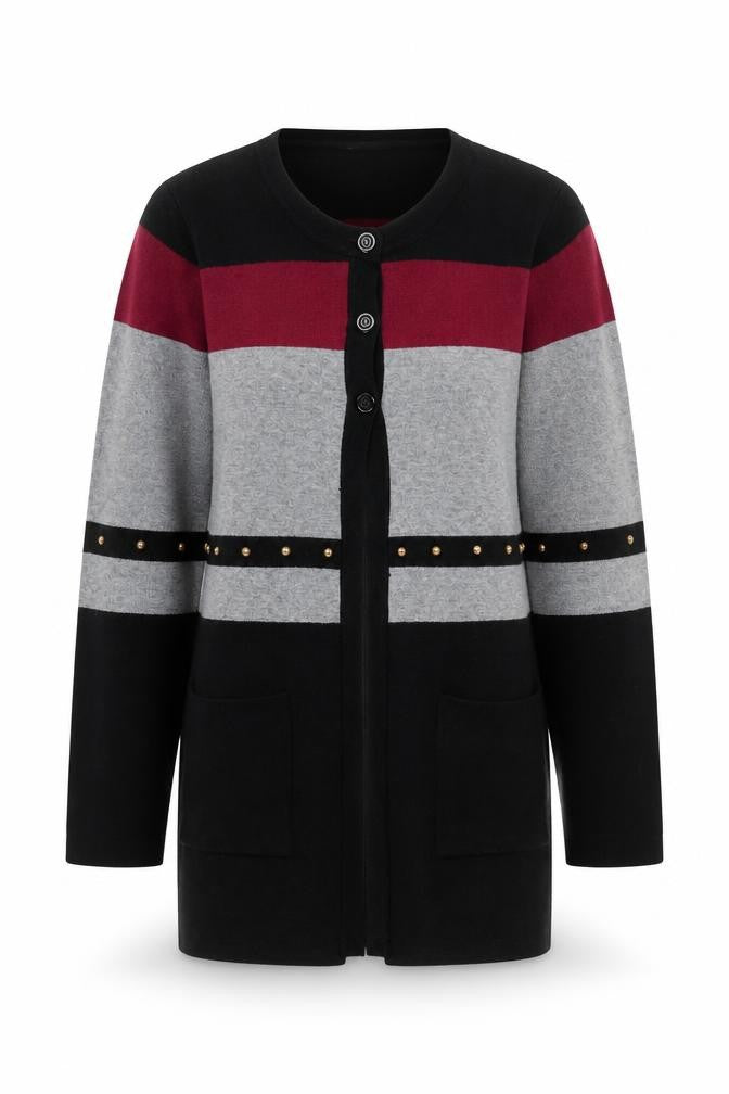 Paramour Women's Black Cardigan, Medium, Striped