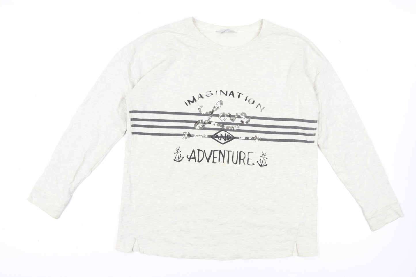 Next Women's Ivory Long Sleeve Pullover Sweatshirt UK 16