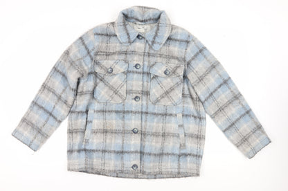 Topshop Women's Blue Check Jacket, Size M, Casual