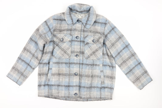 Topshop Women's Blue Check Jacket, Size M, Casual