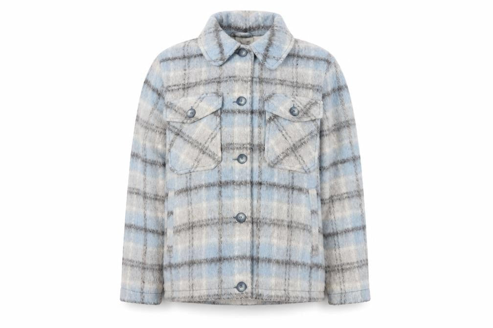 Topshop Women's Blue Check Jacket, Size M, Casual