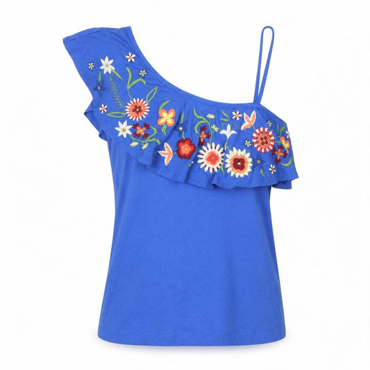 Next Women's Blue One Shoulder Camisole Top UK 6