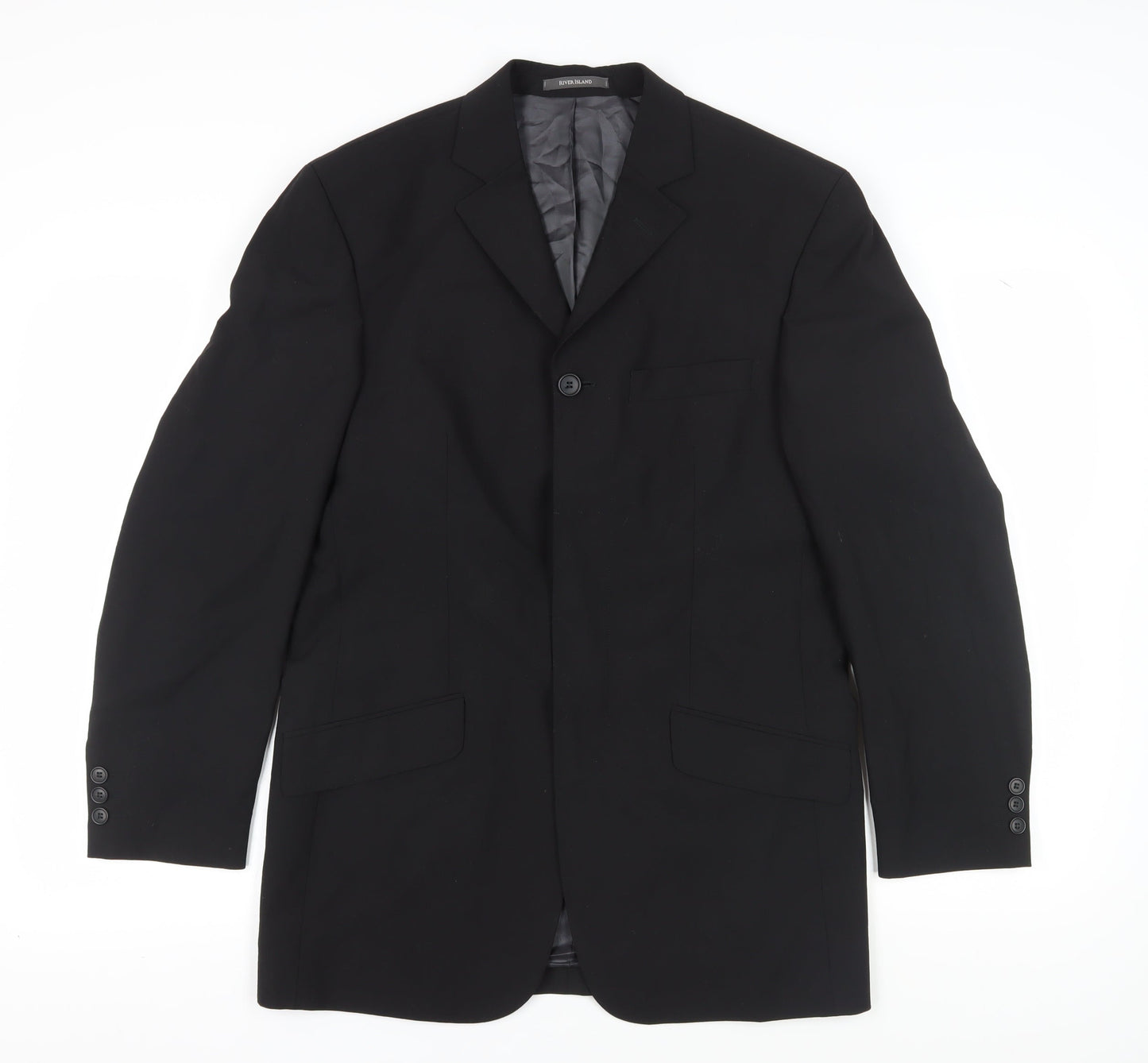 River Island Black Men's Blazer, Size 36R Regular Fit