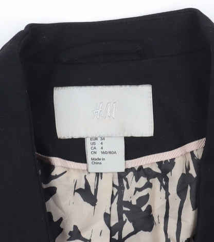 H&M Women's Black Blazer, Size 6, Single Breasted