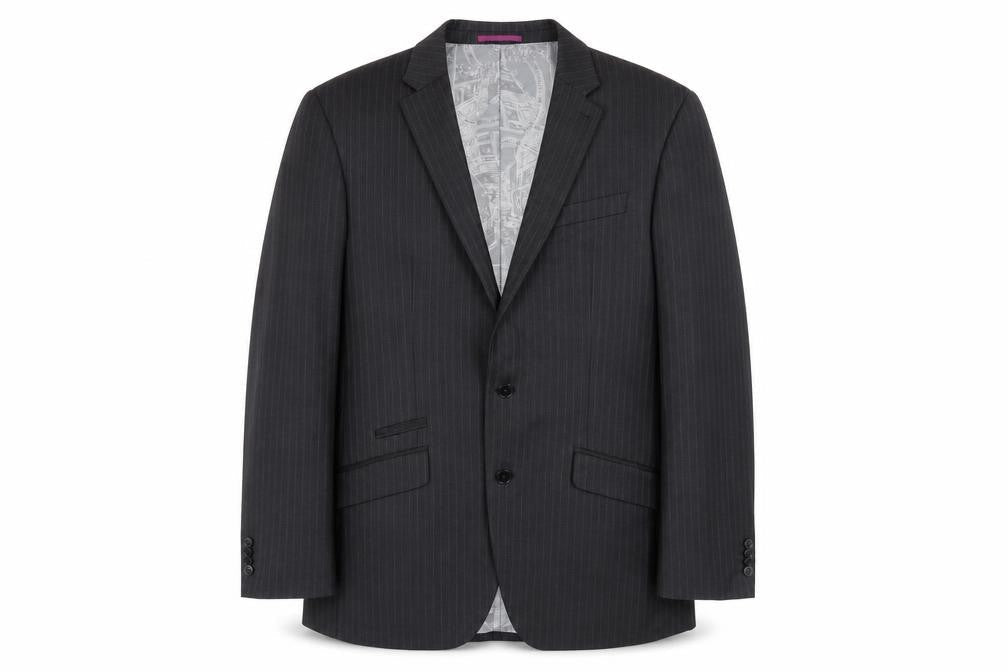 Next Men's Grey Striped Blazer 40R Wool Blend