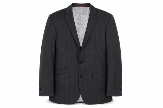 Next Men's Grey Striped Blazer 40R Wool Blend