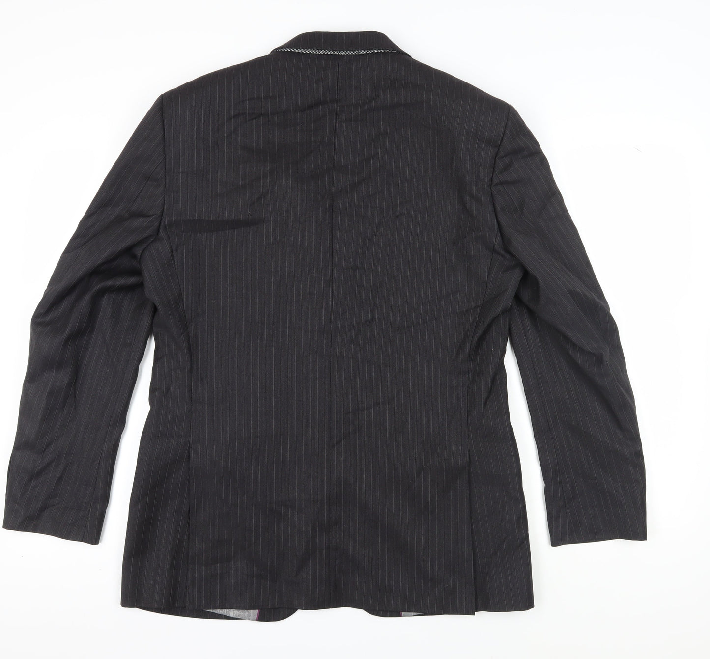 Next Men's Grey Striped Blazer 40R Wool Blend