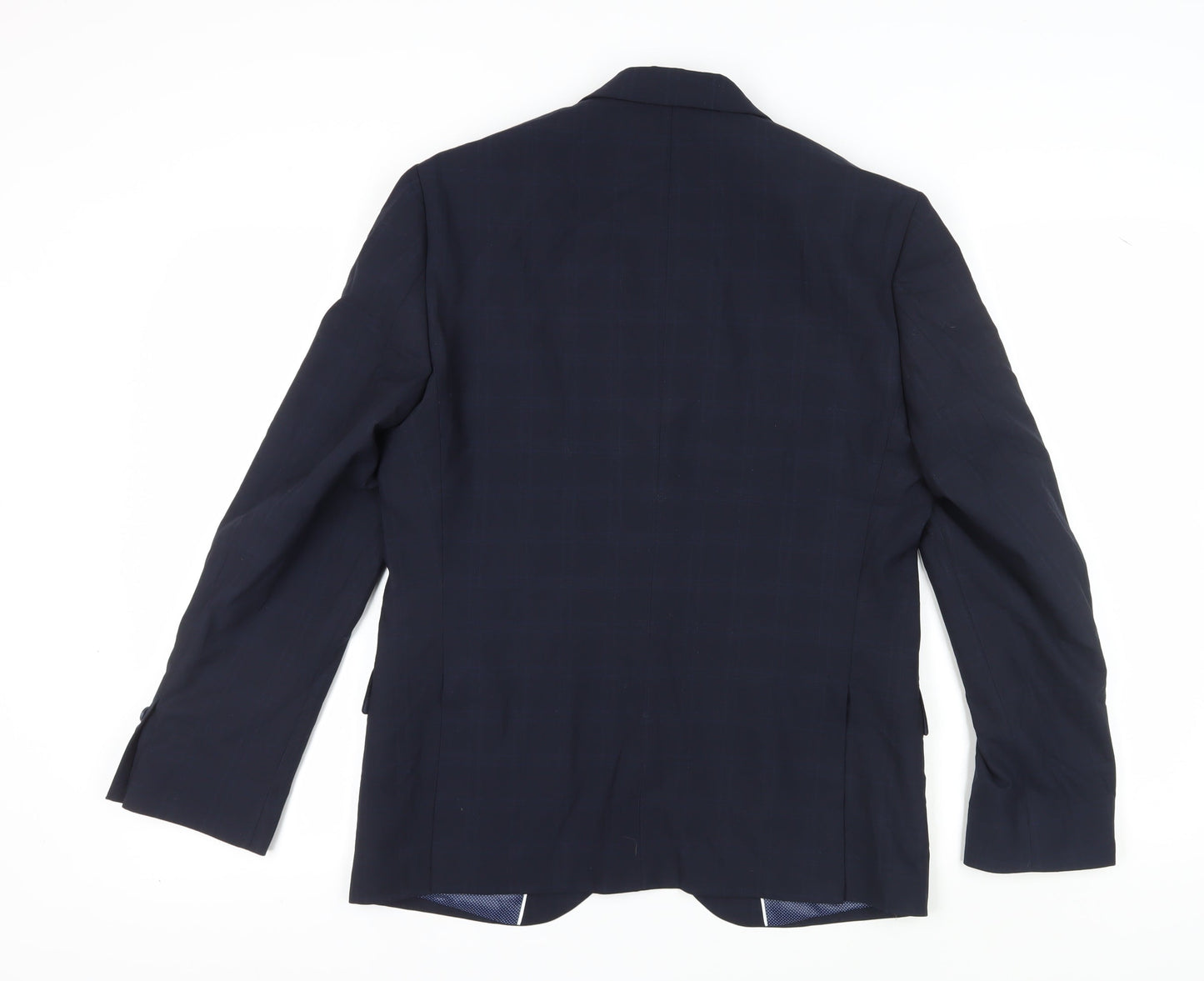 Marks and Spencer Men's Blue Check Blazer, Size 38S