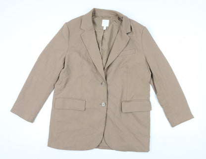 H&M Womens Brown Blazer Regular Fit Size 14