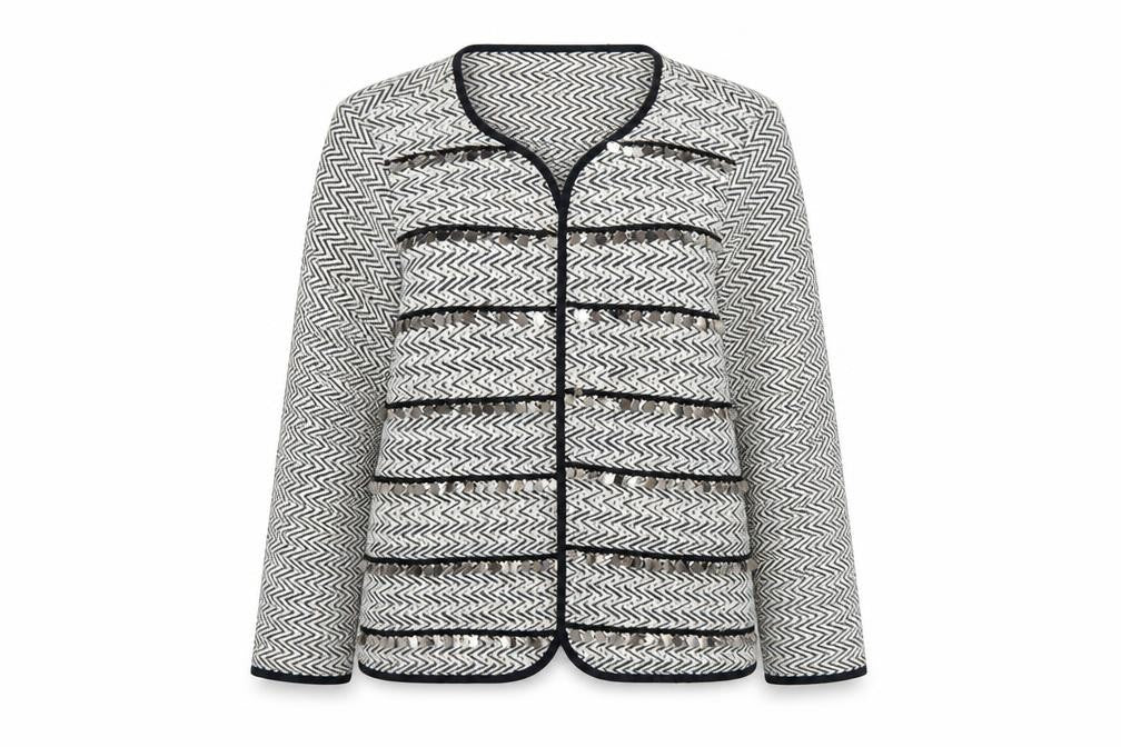 River Island Women's Black Sequin Herringbone Jacket