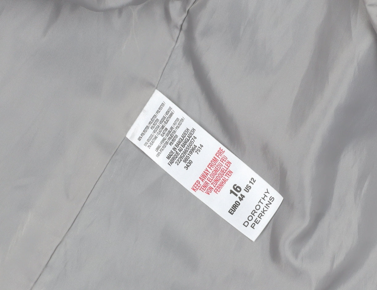 Dorothy Perkins Women's Grey Pea Coat Size 16