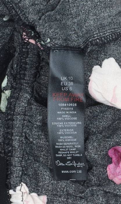 Brand and care label for Miss Selfridge Women's Floral Tunic Blouse -, size 10