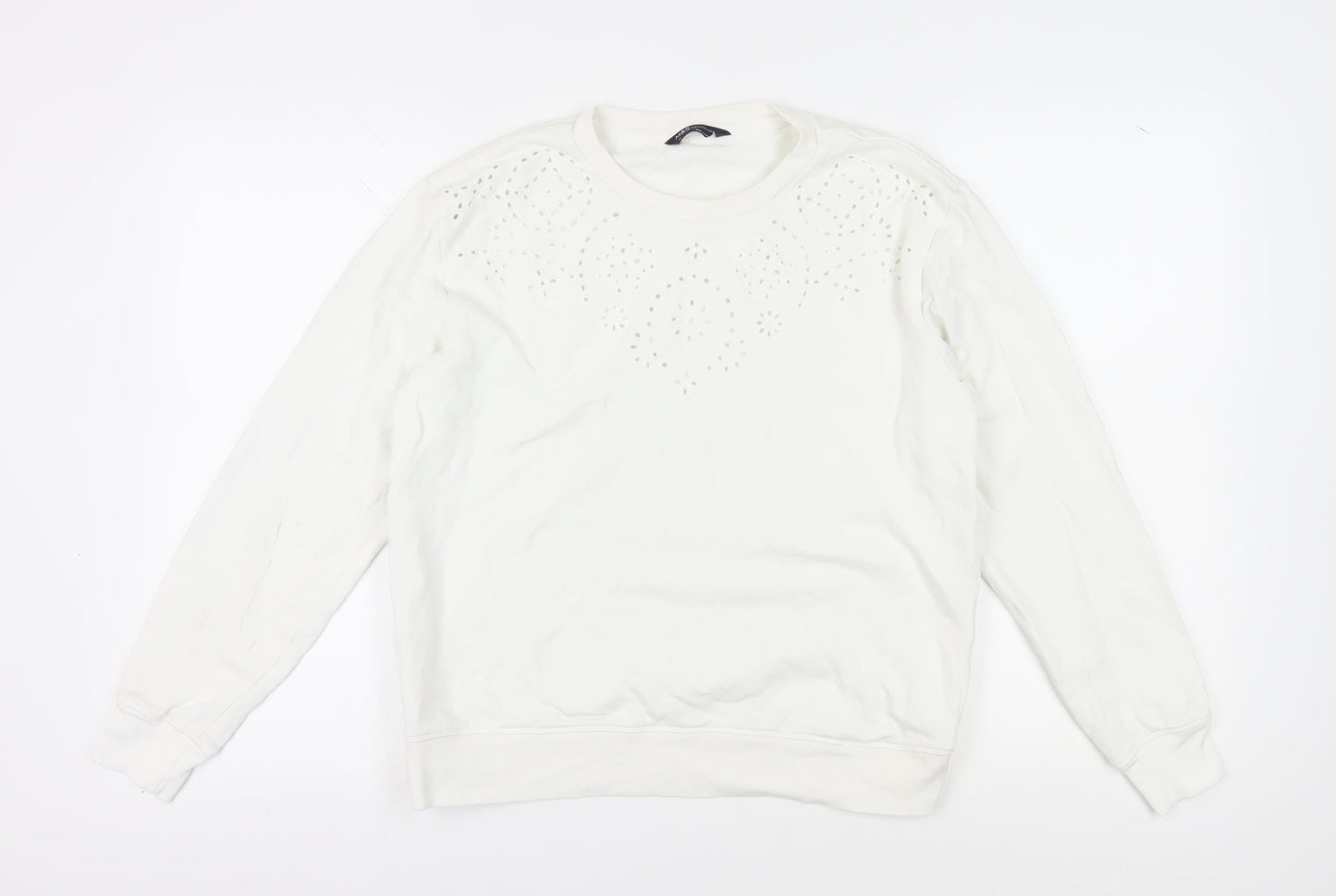 Marks and Spencer Women's Ivory Embroidered Cotton Sweatshirt UK 12