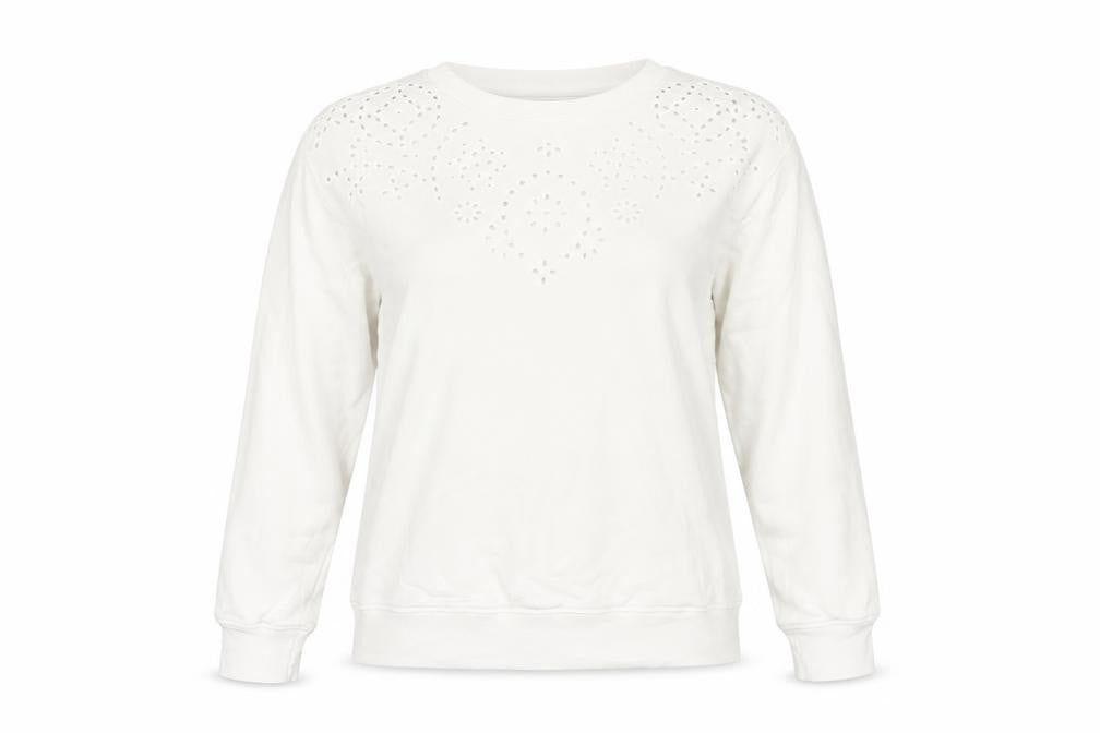 Marks & Spencer Women's Ivory Embroidered Cotton Sweatshirt UK 12