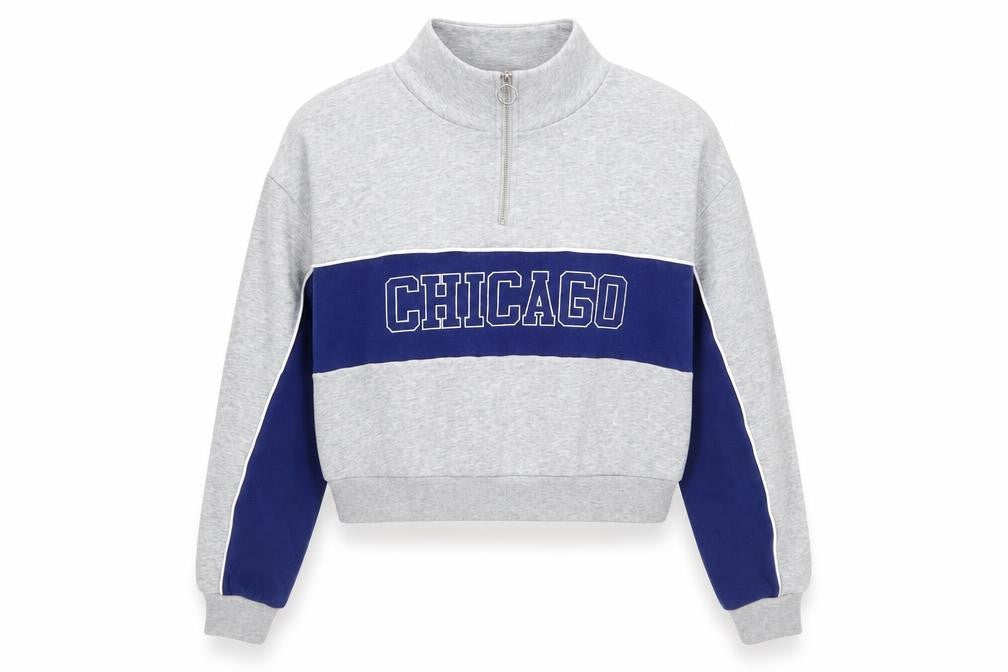H&M Divided Women's Grey/Blue Chicago Sweatshirt Large