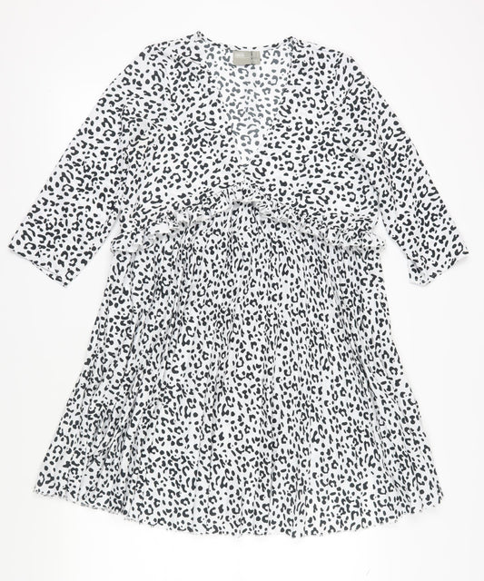 ASOS Women's White Animal Print Shift Dress 8