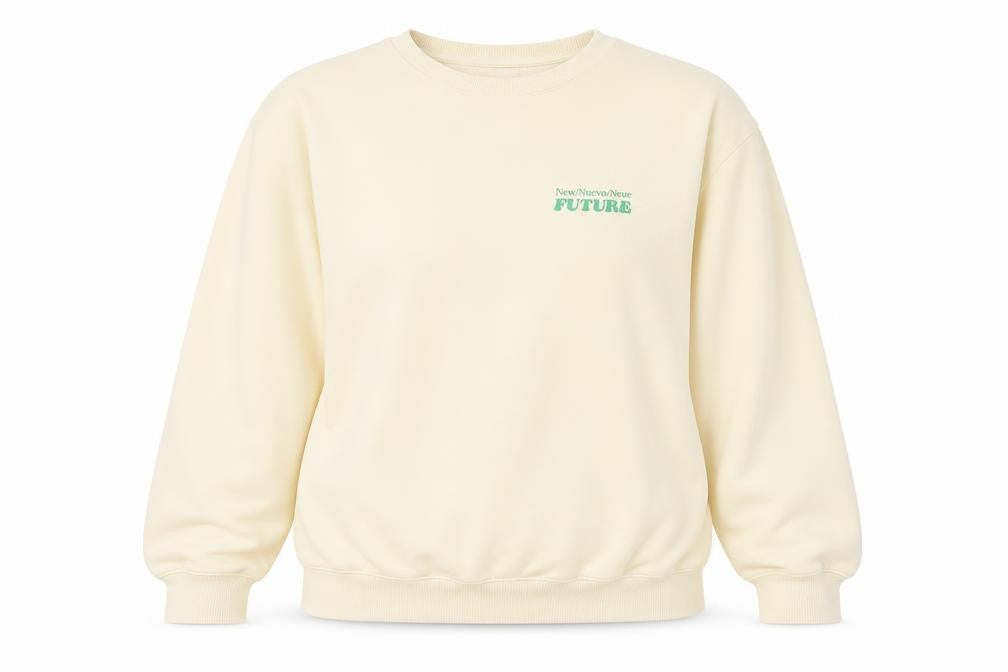 H&M Beige Pullover Sweatshirt Unisex M Relaxed Fit