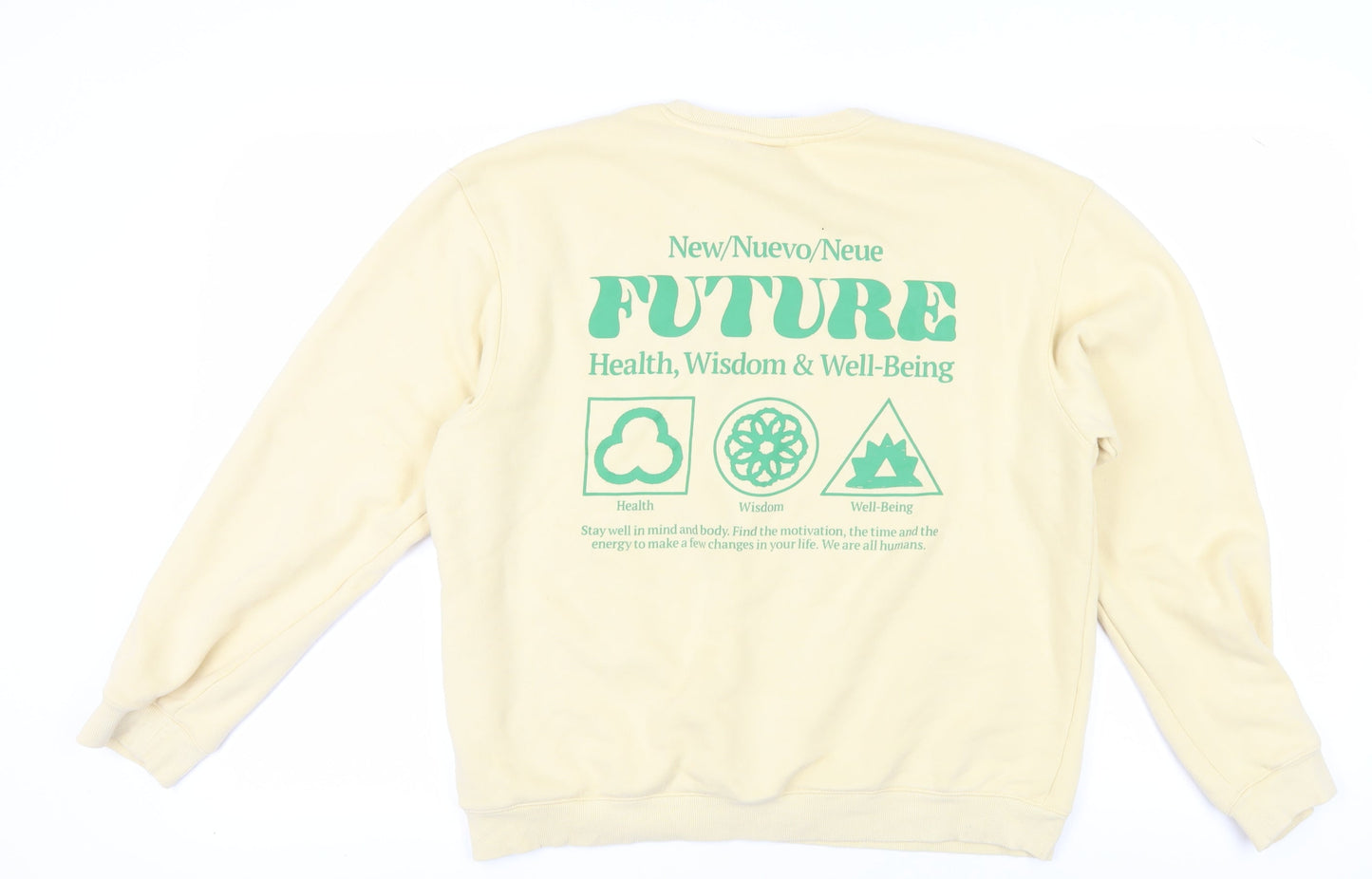 H&M Beige Pullover Sweatshirt Unisex M Relaxed Fit