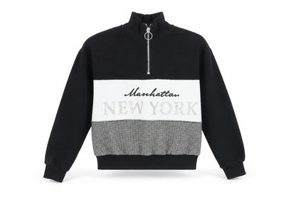 Front view of H&M girls’ black full zip sweatshirt 9-10 years