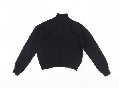 Back view of H&M girls’ black full zip sweatshirt 9-10 years