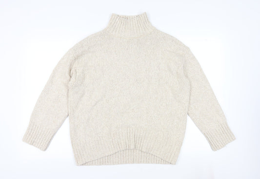 H&M Women's Beige High Neck Jumper XS